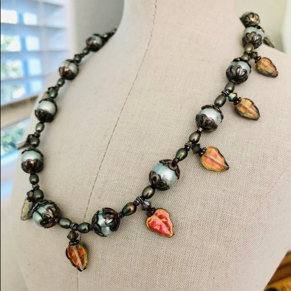 Vintage Pearl Art Glass Beautiful Necklace 🍃 - Picture 1 of 17